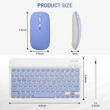 Combo de teclado y ratón inalámbricos Bluetooth, conjunto de teclado y ratón inalámbricos ultra delgados y portátiles, compatible con Android, tabletas Windows, teléfonos inteligentes, iPad Pro, iPad Air, iPad Mini, iPadOS/iOS 13 y superior (Morado claro) - violeta claro - Ver 5