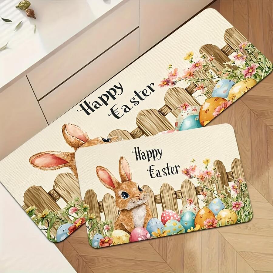 1件装可爱兔子厨房地毯，厨房垫，厨房地毯，经典格子门垫，小地毯，地毯，走廊地毯，地板垫，家居装饰，区域地毯，户外垫，卧室地毯，可水洗地毯