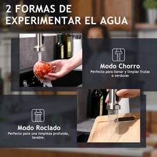 Grifo de Cocina Flexible con Resorte y Porta Toallas - Acero Inoxidable Anti-Óxido, Giro 360° + Toalla de Regalo Incluida - Plateado - Ver 5