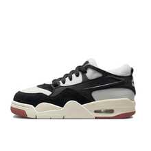 Nike 新款可视化气垫缓震女式户外篮球鞋，AJ4 RM 强力抓地轻便舒适中帮篮球鞋，多色拼接休闲运动鞋，篮球场必备，FQ7938-100 - 黑白紅 - 查看 2