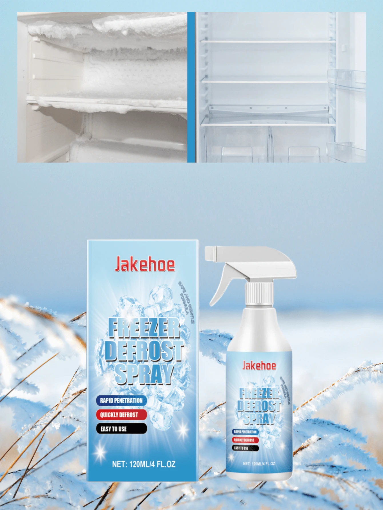 jakehoe Refrigerator Defrosting Spray, Household Fridge, Freezer, Ice Maker Deicing & Defrosting Multi-Purpose Cleaning Spray - Liquid - View 1
