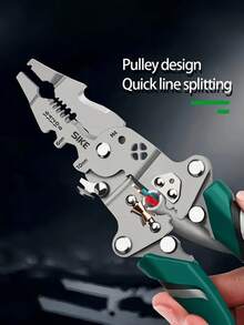 1 szt. Wytrzymałe, składane szczypce do ściągania izolacji i zaciskania przewodów dla elektryków – wykonane ze stali wysokowęglowej, odpowiednie do różnych prac elektrycznych, precyzyjne ściąganie izolacji i zaciskanie przewodów, zaprojektowane dla profesjonalnych elektryków, zintegrowane narzędzie do zdejmowania izolacji, zaciskarka, obcinak i – ergonomiczna, składana konstrukcja, wielofunkcyjne narzędzie do prac elektrycznych, rur i okablowania, precyzyjne, profesjonalny wybór - Wielokolorowe - Zobacz 3