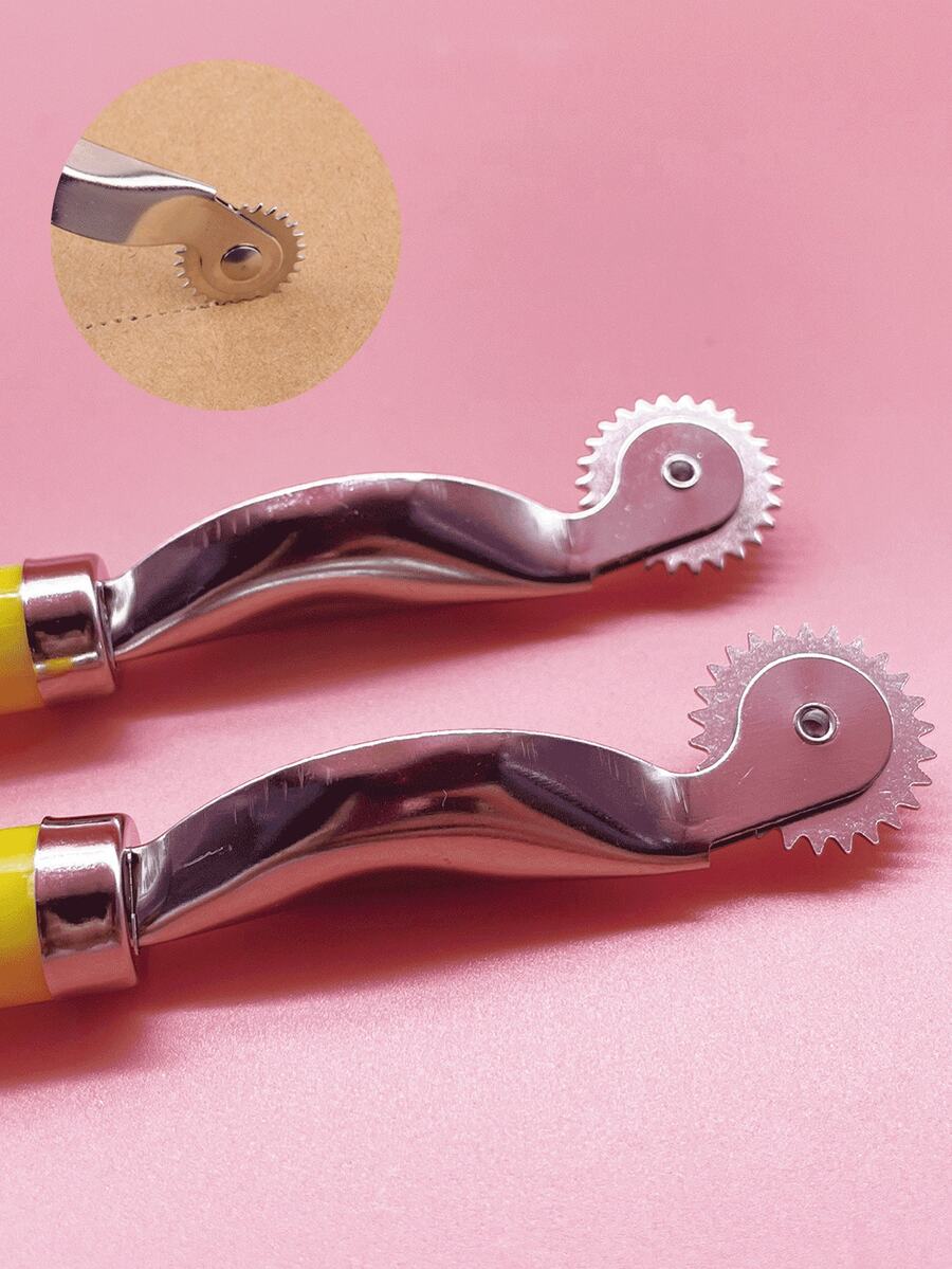 Precision Gear Wheel With Seam Marking, Non-Slip Plastic Handle For Easy Grip And Control, Suitable For Sewing, Pattern Making Practice, Artificial Leather, DIY Crafts, Ideal Beginner-Friendly Marking Tool For Sewing And Leatherwork - Round Shank Scribing Wheel - View 1