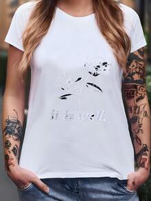 Está Bien| T-shirt De Flores, Camiseta Cristiana, Camiseta Floral De Mujer, Ropa Botánica De Flores Silvestres Camiseta - Blanco - Ver 2