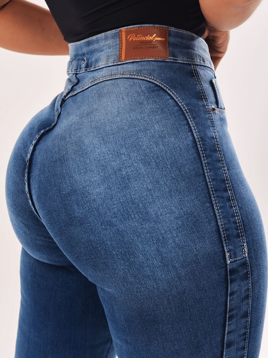 Women Jeans - 中等水洗藍 - 查看 1