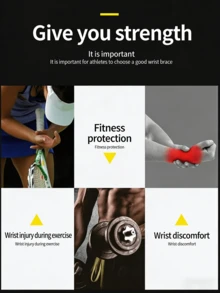 1 Pair Colorblock Sports Style Elastic Wrap Wrist Support, Professional Sports Protective Gear. Adjustable Wrap Strap Design, Soft & Breathable Knit Blend Material, Provides Wrist Compression, Joint Support, Impact Absorption, Moisture-Wicking, And Stretchy Fit. - VB Wrist Brace - View 8