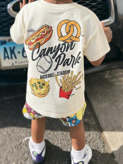1pc Young Boys' Casual Printed Round Neck Short Sleeve T-Shirt, Summer Student Wear - A And Versatile T-Shirt That Brings Joy And Happiness To Every Child!