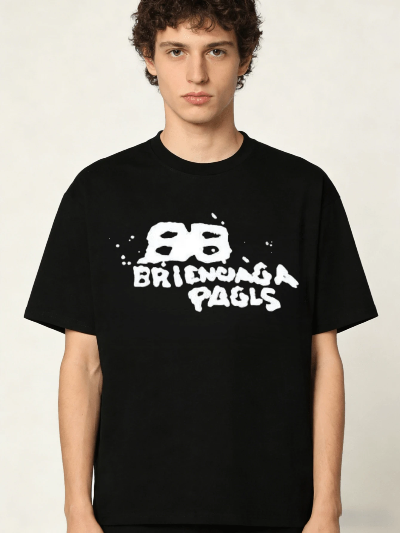BALENCI New Men's 100% Cotton T-Shirt |   Cute Casual Short Sleeve Top |   Oversized Soft Breathable Tee |   High Quality Exactly The Same One-To-One Reconstruction |   Streetwear Basic Versatile Comfort Shirt |   High-End Brand Feel - 黑色13 - 查看 1
