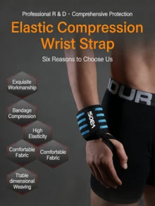 1 Pair Colorblock Sports Style Elastic Wrap Wrist Support, Professional Sports Protective Gear. Adjustable Wrap Strap Design, Soft & Breathable Knit Blend Material, Provides Wrist Compression, Joint Support, Impact Absorption, Moisture-Wicking, And Stretchy Fit. - VB Wrist Brace - View 9