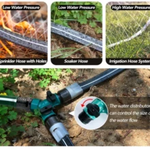 Hose With Holes, Flat Soaker Hose 100 Ft (25 Ft 4pack) With Garden Staples And Splitters, Watering Drip Irrigation Hoses For Lawn, Vegetable And Garden Beds - A - 查看 3