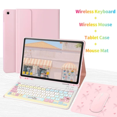 4-In-1 Keyboard Protective Case, Compatible With Samsung Galaxy Tab And IPad, Redm IPad SE, Includes Detachable Wireless Bluetooth Keyboard (150mAh) And Mouse, Tablet Protective Cover With Pen Slot (Desert Color)