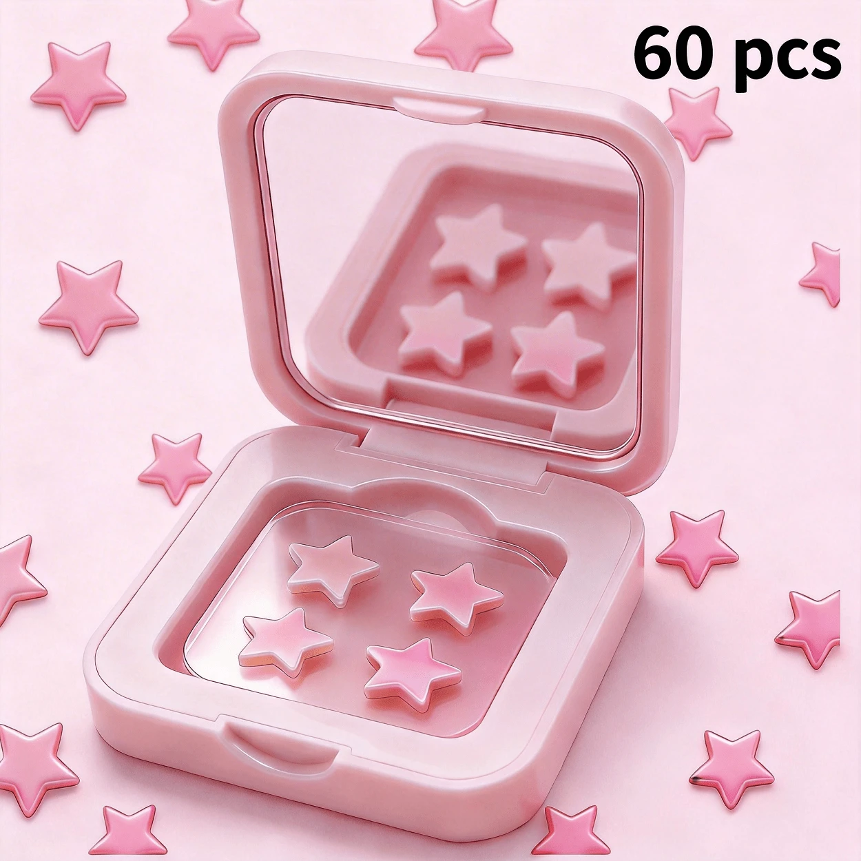 Pimple Patches For Acne, 60 Count – Hydrocolloid Acne Patches In Portable Mirror Box, Easy To Carry & Invisible Blemish Spot Patches For Face (Pink) - 淺粉色 - 查看 1
