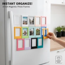 5/6pcs Bohemian 3-Inch Round Horizontal Plastic Magnetic Photo Frames, Display Photos, Record Beautiful Moments, Suitable For Office, Kitchen, Living Room, Bedroom Decor, Valentine's Day, Birthday, New Year Gifts, Instant 3-Inch Magnetic Fridge Sticker DIY Creative Magnetic Sheets Small Photo Frames - Multicolor - View 2