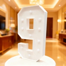 1pc 73cm/28.7inch Marquee Light Up Numbers With Warm Yellow Lights , Foam Board Mosaic Balloon For Party Backdrop Displays, Large Happy 1st 15th 16th Birthday Light Up Sign, Cardboard Number 1 For Parties Decorations, Assembly Required - 白色 - 查看 20