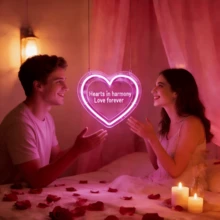 1pc Heart-Shaped Neon Light, Indoor Illuminated Sign, 5V With Switch Control Dimmable, USB Powered - Heart to Heart - View 5