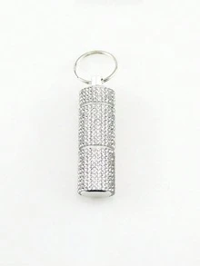 1个镶钻双格药盒，带钥匙扣，旅行收纳盒，带吊坠钥匙扣，香水瓶，便携式旅行香氛盒 - 彩色 - 查看 7