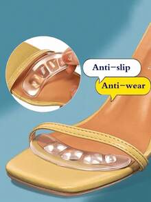 QKC 2pcs Anti-Slip Metatarsal Pads, Transparent Half-Insole Shoe Inserts, Non-Slip Wear-Resistant Insoles, Suitable For High Heels - Transparent - View 1