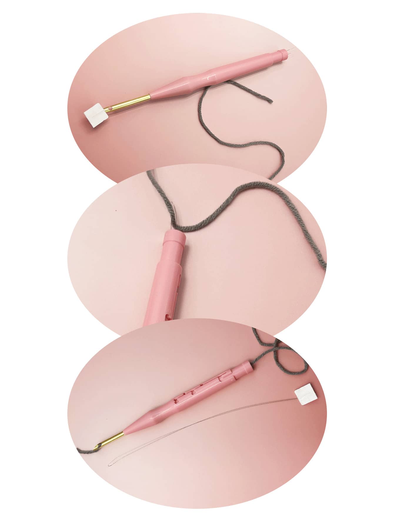 四档可调节手工刺绣编织工具，浅蓝/粉色，适用于创意项目 - 4檔可調式戳針 - 查看 1