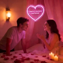1pc Heart-Shaped Neon Light, Indoor Illuminated Sign, 5V With Switch Control Dimmable, USB Powered - Heart to Heart - View 4