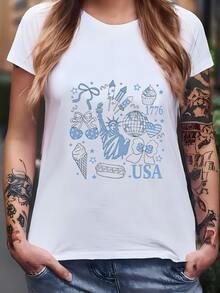 Tierra De Los Libres Debido A La Valiente Camisa Del 4 De Julio, Camisa Americana, Camisa Del 4 De Julio, Camisa, Camisa De Arco Coquete, Camisa Patriótica Camiseta - Blanco - Ver 2
