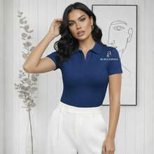 PROMOTION - 3-PIECE KIT OF POLO BODYSUITS WITH V-NECK, SUPPORT, AND SHORT-Sleeved LINING, WOMEN'S PREMIUM SHORT-SLEEVED SUPPORT - 灰-藏青-黑 - 查看 3