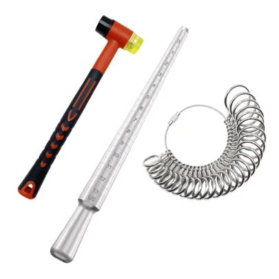 Ring Sizer Tool Set, US Size 0-13 Ring Measurement/Shaping Dual-Use Alloy Measuring Rod + Alloy Ring, Ring Gauge With Finger Size Measurement, Jewelry Size Measurement Tool