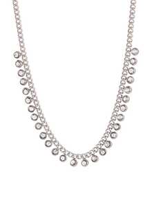 1件装不锈钢闪亮水钻圆形流苏吊坠项链，女士时尚锁骨链项链，珠宝礼品 - 項鍊 - 查看 3