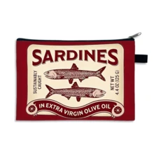 1pc New Sardine Polyester Cosmetic Bag, Fashion Lightweight Makeup Pouch With Multi-Function Zipper, Washable And Seamless Design - Cute Ladies Storage Bag - Multicolor - View 2