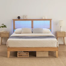 Cama Bohemia de Ratán Natural | Estructura Sólida Tamaño Completo con Lamas Silenciosas | Sin Necesidad de Somier - lecho de enredaderas de hierba LLENO - Ver 10
