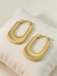 女士精致吊坠耳环，耳钉式金属质感小耳环，简约时尚，高端大气，是馈赠佳品。 - 彩色 - 查看 1