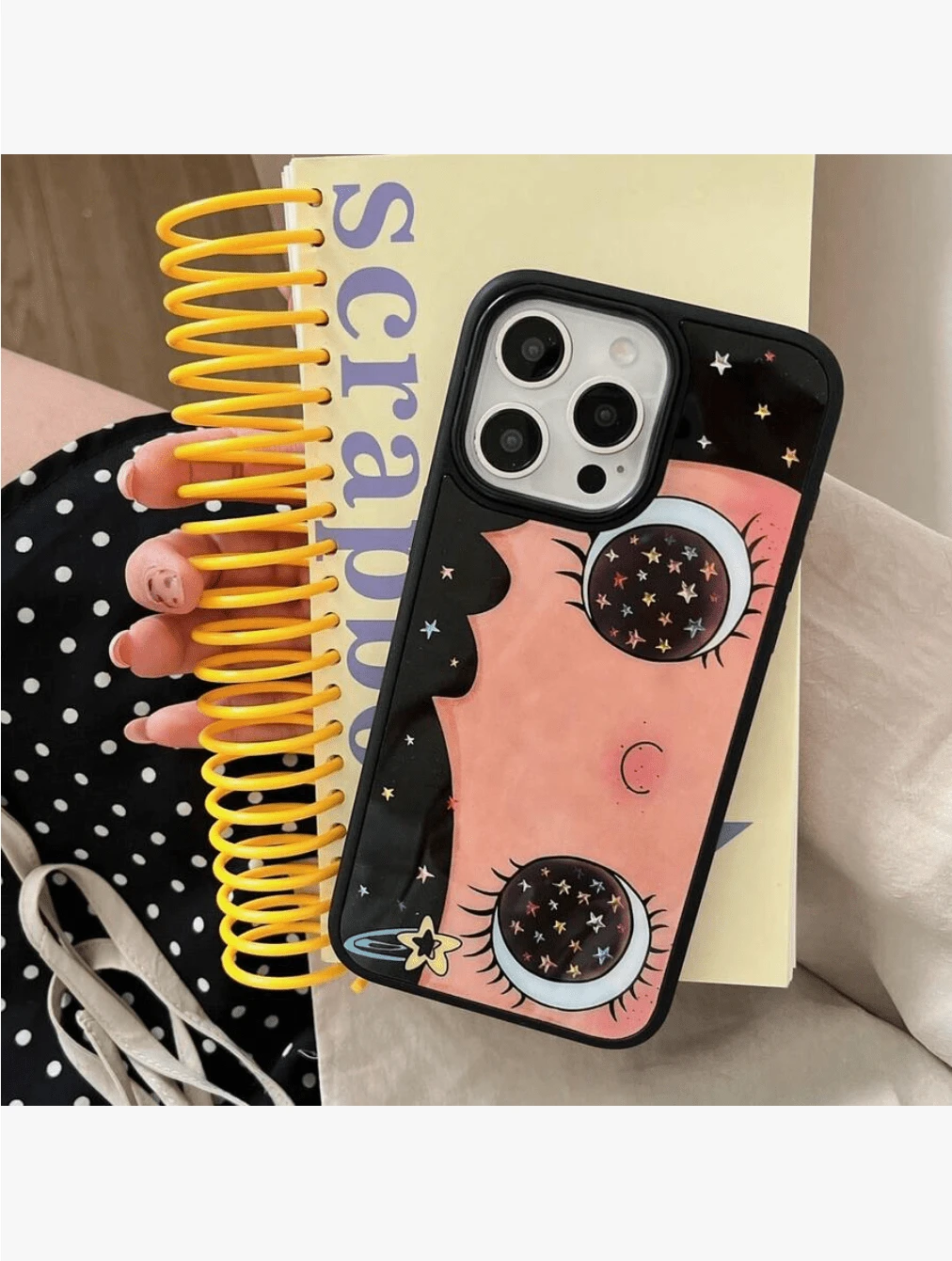 1pc Cute Cartoon Big Eye Pattern Personalized Phone, Fashionable Style Protective Cover, Suitable IPhone17/IPhone17 ProMax/IPhone16 Pro/IPhone15 Pro/IPhone14/IPhone13/12/11, Suitable As Family/Friends//Girlfriend - 黑色 - 查看 1