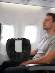 1 Black Multi-Functional Stuffable Travel Pillow, Portable U-Shaped Neck Support Pillow With Storage Bag, Airplane Neck Pillow For Long Flights, Car Rides, Office, Camping, Commute, Home Use, Gift For Travelers, Commuters, Students - màu đen - Xem 2