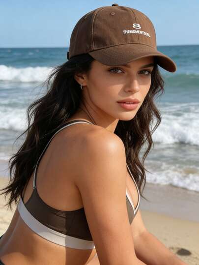 1pc American Embroidered Letter Baseball Cap, Face-Slimming, Fashionable & Versatile, Sweet & Cute, Soft & Comfortable, Suitable For Spring/Summer Outdoor Activities & Cycling