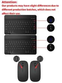 四合一键盘保护套，兼容三星 Galaxy Tab 和 iPad、Redm iPad SE，包含可拆卸无线蓝牙键盘（150mAh）和鼠标，平板电脑保护套带笔槽（黑色） - 黑色 - 查看 11