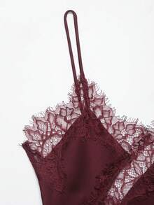 Seelio New Arrival Women's Fashion Lace Decor Sexy Lingerie-Style Top Summer - Crimson - View 5