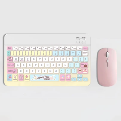 ชุดเมาส์คีย์บอร์ดบลูทูธ, ชุดเมาส์คีย์บอร์ดไร้สายแบบพกพา (150mAh), เข้ากันได้กับแท็บเล็ต , Apple IPad (IOS 13 ขึ้นไป), สมาร์ทโฟน Android, ระบบ Windows, ของขวัญคริสต์มาส/ปีใหม่ (2026) (Dessert)