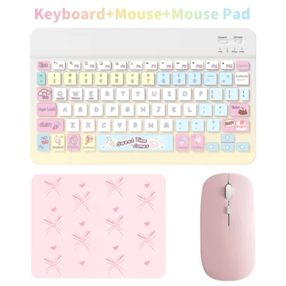 Conjunto de teclado y ratón Bluetooth, teclado inalámbrico portátil (150mAh) y conjunto de ratón, compatible con tabletas , Apple iPad, sistemas Android y superiores, sistemas Windows (Edición Desierto)