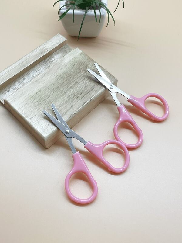 Tijeras pequeñas de punta redonda rosa, fáciles de operar y usar, perfectas para entrenamiento de manualidades en el aula de estudiantes. Adecuadas para costura diaria DIY, recorte de hilo de punto de cruz, herramienta práctica esencial para entusiastas de las manualidades y sastres
