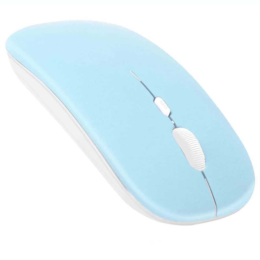 Ratón inalámbrico Bluetooth compatible con portátil, compatible con iOS 13.1.2 y superior, ratón mini silencioso, compatible con Android/Windows/Linux (azul cielo) - cielo azul - Ver 1