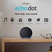 Echo Dot (modelo más nuevo), altavoz inteligente Alexa, altavoz Bluetooth portátil de alta calidad, con función manos libres, batería de larga duración, sonido envolvente 360° y diseño elegante. Ideal para fiestas, dormitorios, salas de estar, oficinas y uso al aire libre - Negro - Ver 2