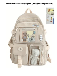 Back To School/Graduation Gift Fashion Classic Versatile Comfortable Minimalist Large Capacity Travel Backpack (Accessory Style Random) - White - View 2