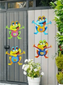 1pc/4pcs Cute Metal Frog Garden Decor, Ideal For Yard, Fence, Outdoor Hanging, Garden Supplies - A - View 9