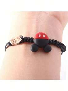 1条手工串珠卡通手链，可调节，饰有水钻，糖果色，适合女性和情侣佩戴，可作派对饰品、小礼物、生日和节日派对配饰，可调节水钻装饰手链，适合作为送给女孩和朋友的礼物。 - 彩色 - 查看 2