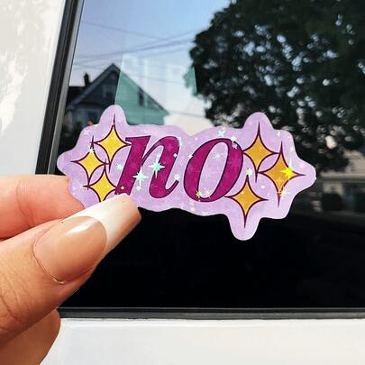 Rebellious Holographic Glitter No Sticker - Pastel Vaporwave Aesthetic, Purple & Yellow Glitter Design, Self-Adhesive Vinyl Decal, Suitable For Phone Cases, 2 Sizes Fit Water Bottles And Laptops, Cute Stickers Scrapbook Supplies Funny Stickers Scrapbooking Supplies Kindle