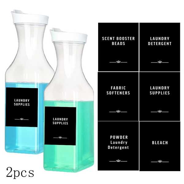 2pcs Plastic Laundry Detergent Refill Bottles, 33oz/50oz Laundry Liquid Storage Containers, Suitable For Laundry Room Storage And Organization, Also Suitable For Oil, Salt, Snacks, Beverages - Applicable For Kitchen, Bathroom, Laundry Room, Sink