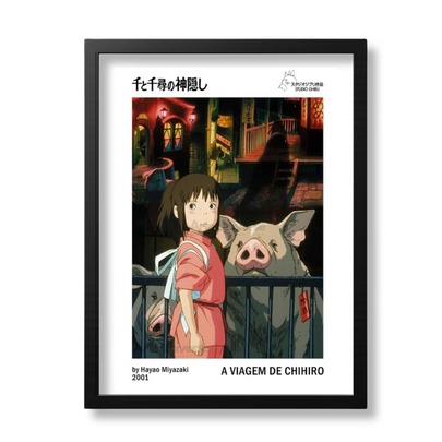 Quadro Decorativo Animes Filme Chihiro Poster C/ Moldura A4 Colorido
