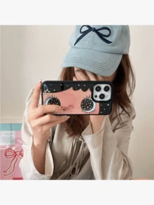 1pc Cute Cartoon Big Eye Pattern Personalized Phone, Fashionable Style Protective Cover, Suitable IPhone17/IPhone17 ProMax/IPhone16 Pro/IPhone15 Pro/IPhone14/IPhone13/12/11, Suitable As Family/Friends//Girlfriend - 黑色 - 查看 3