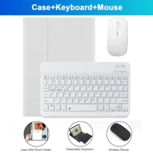 Wireless Bluetooth Keyboard And Mouse Case Compatible With Samsung Galaxy Tab, Redm SE, With Detachable Keyboard (150mAh) And Mouse Pen Slot (Light Gray) - Light Grey - View 4