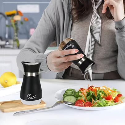 2pcs/Set Salt And Pepper Set, Stainless Steel And Glass Bottles, Salt Shaker For Cooking And Grilling.