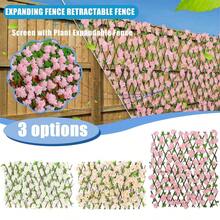1pc Artificial Cherry Blossom Expandable Wooden Lattice Fence, Outdoor Privacy Protection Floral Screen, Decorative Fence With Artificial Hedge And Floral Concealment Function, Expandable Flower Rack, Suitable For Balcony, Patio And Outdoor, UV Resistant Fence, Privacy Screen, Suitable For Garden, Wedding Decoration Background, Home Garden Decoration - Multicolor - View 11